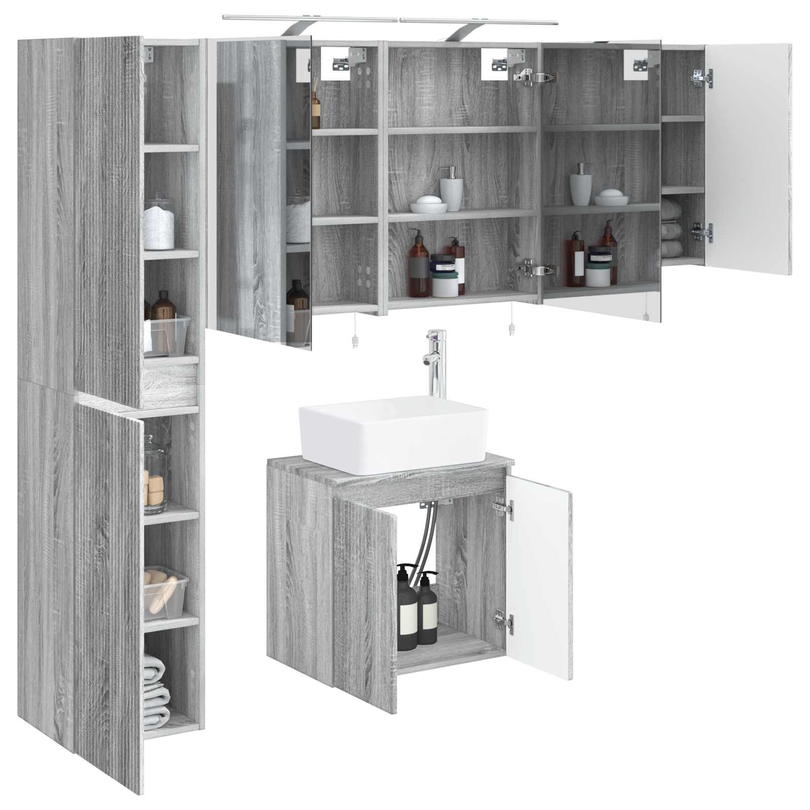 vidaXL Zestaw Szafek Łazienkowych 5 pcs Szary Sonoma 50 x 14,5 x 70 cm