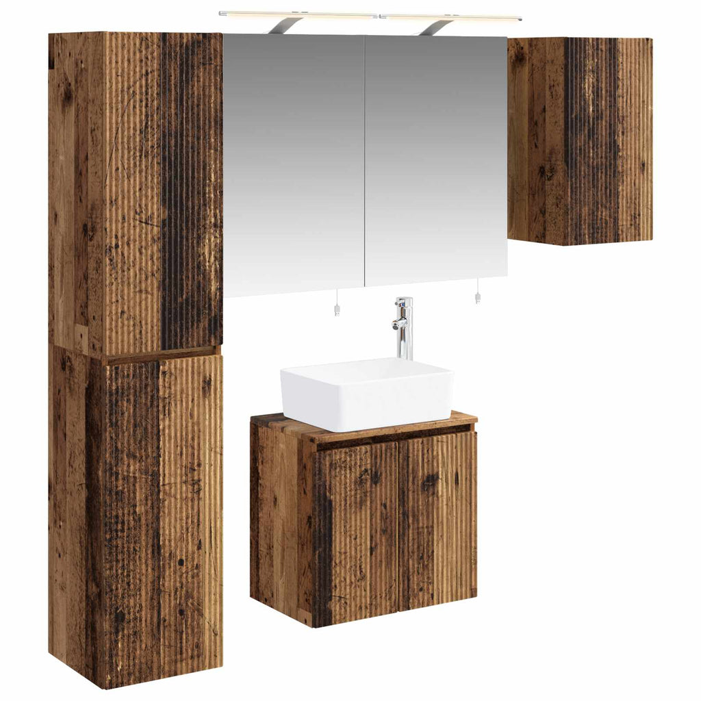 vidaXL Zestaw Szafek Łazienkowych 5 pcs Stare drewno 50 x 14,5 x 70 cm