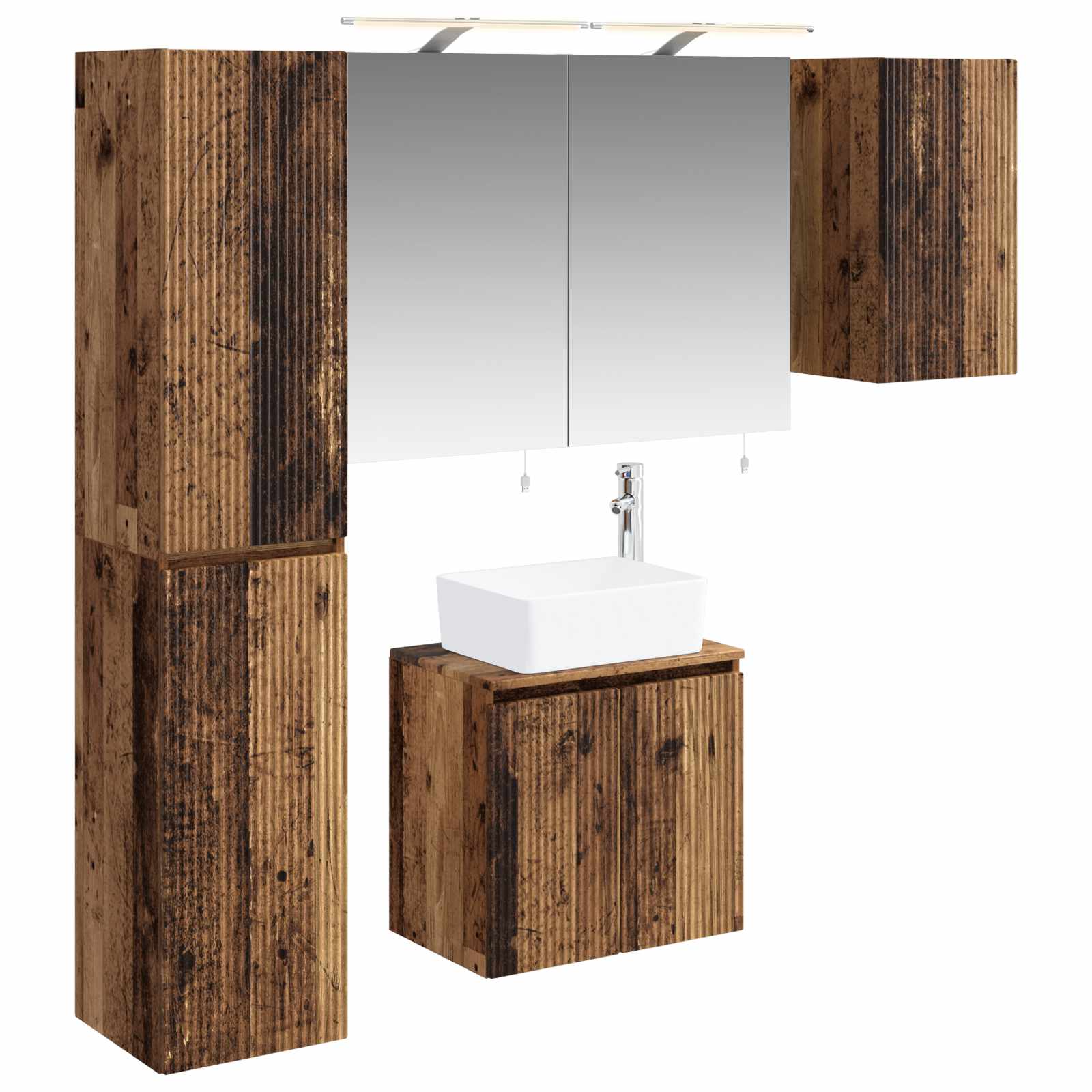 vidaXL Zestaw Szafek Łazienkowych 5 pcs Stare drewno 50 x 14,5 x 70 cm