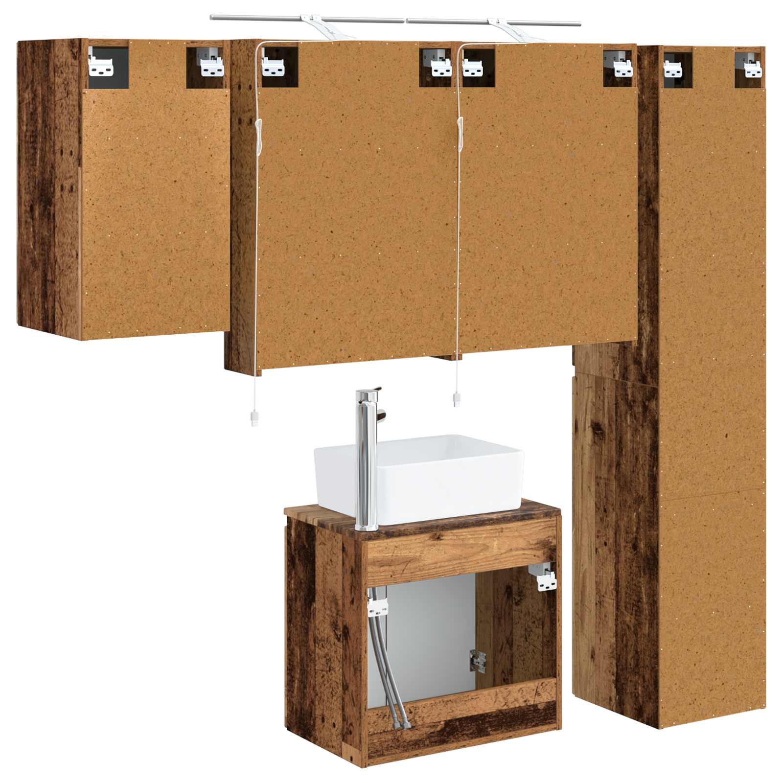 vidaXL Zestaw Szafek Łazienkowych 5 pcs Stare drewno 50 x 14,5 x 70 cm