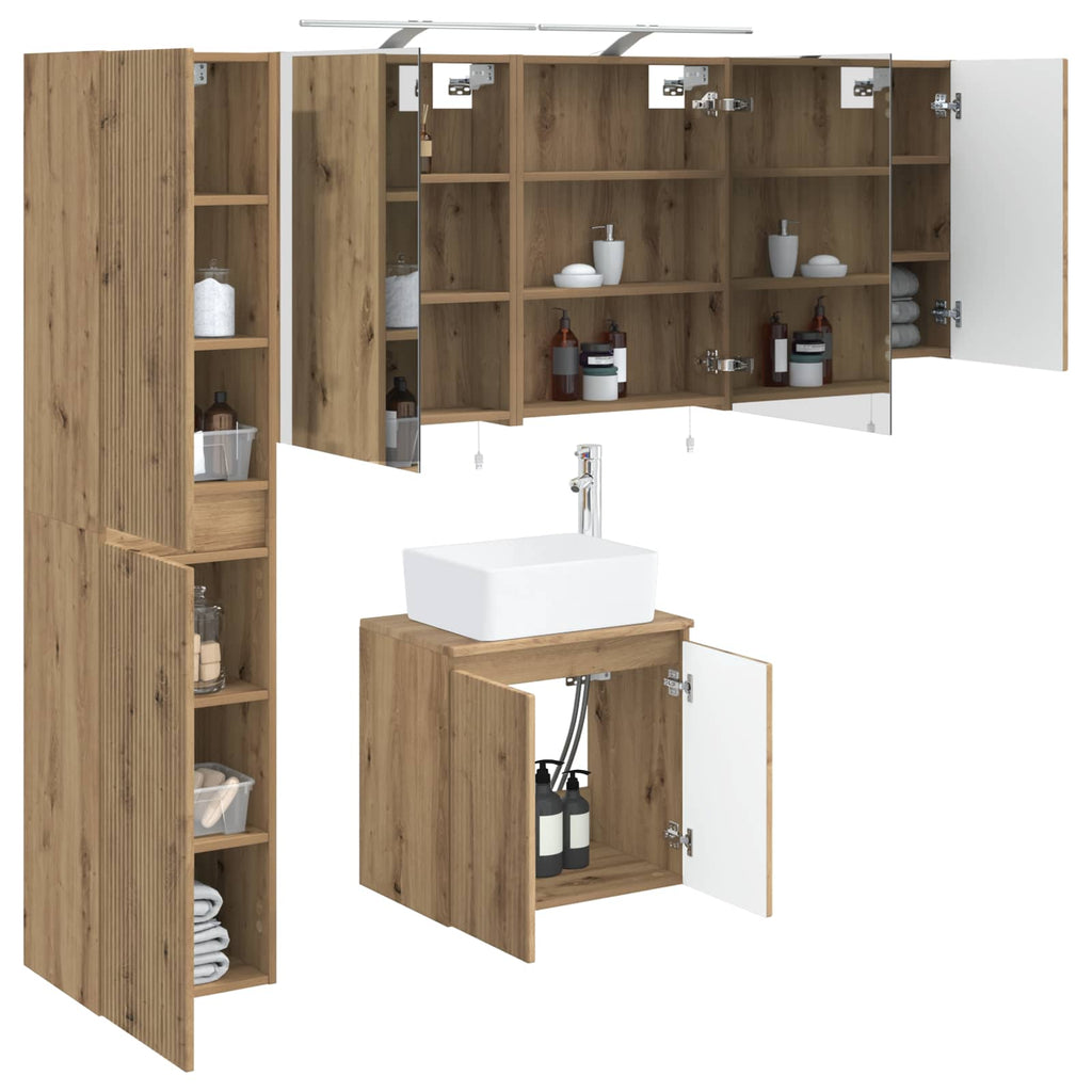 vidaXL Zestaw Szafek Łazienkowych 5 pcs Dąb artisan 50 x 14,5 x 70 cm