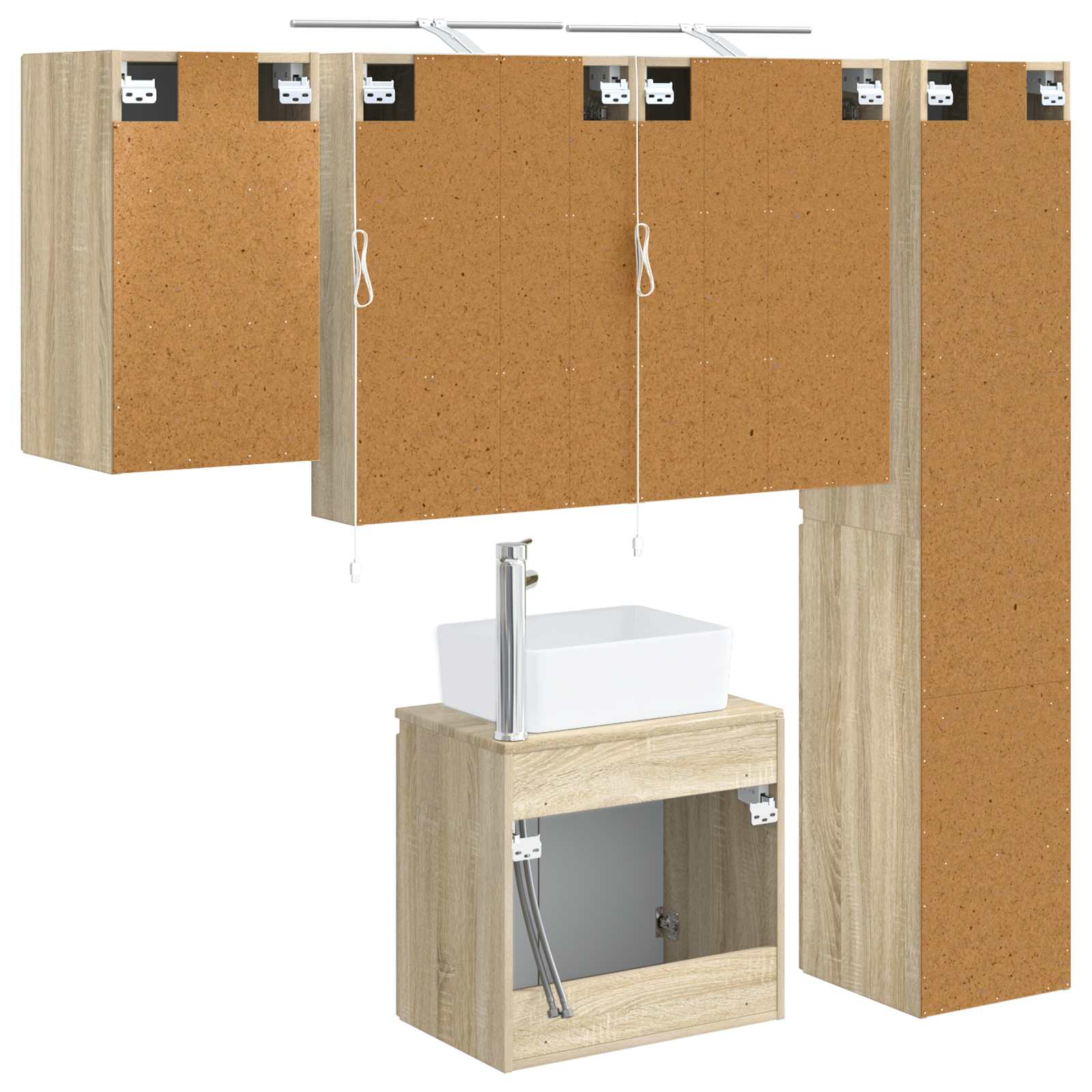 vidaXL Zestaw Szafek Łazienkowych 5 pcs dąb Sonoma 50 x 14,5 x 70 cm