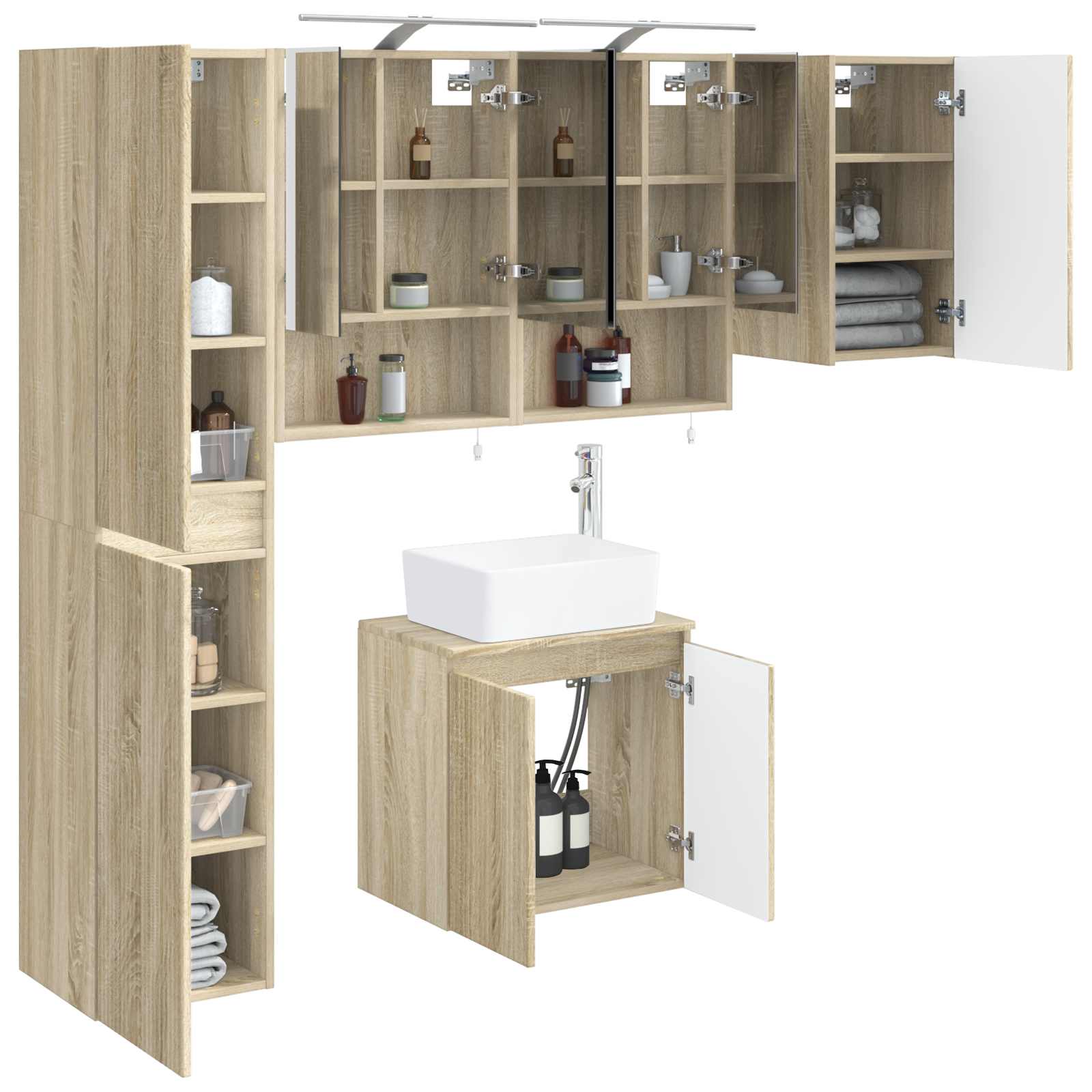 vidaXL Zestaw Szafek Łazienkowych 5 pcs dąb Sonoma 50 x 14,5 x 70 cm
