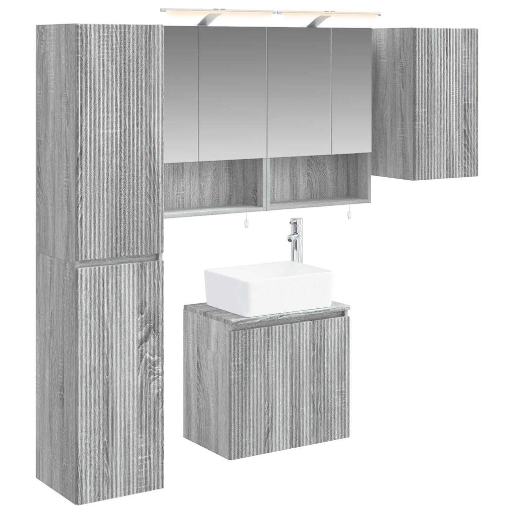 vidaXL Zestaw Szafek Łazienkowych 5 pcs Szary Sonoma 50 x 14,5 x 70 cm