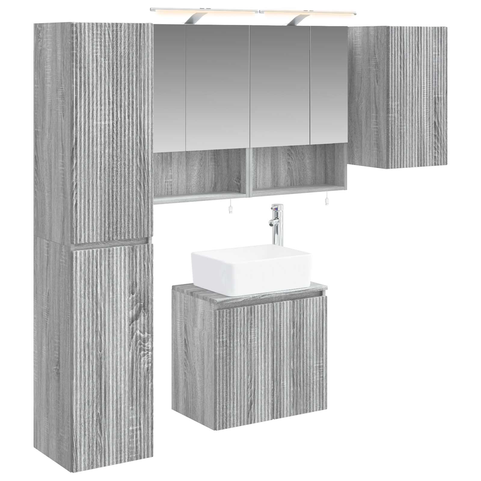 vidaXL Zestaw Szafek Łazienkowych 5 pcs Szary Sonoma 50 x 14,5 x 70 cm
