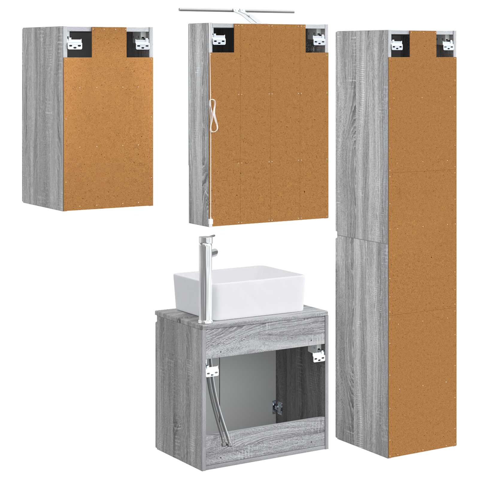 vidaXL Zestaw Szafek Łazienkowych 5 pcs Szary Sonoma 50 x 14,5 x 70 cm
