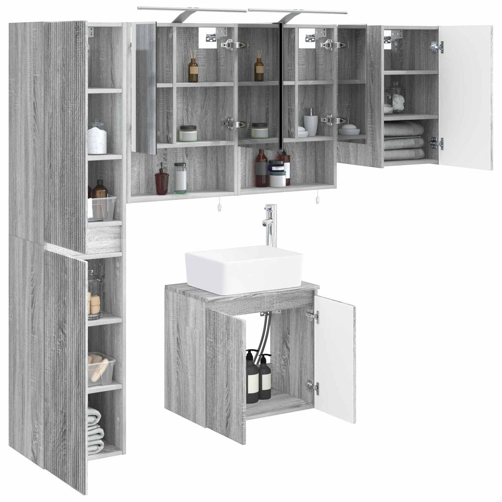 vidaXL Zestaw Szafek Łazienkowych 5 pcs Szary Sonoma 50 x 14,5 x 70 cm