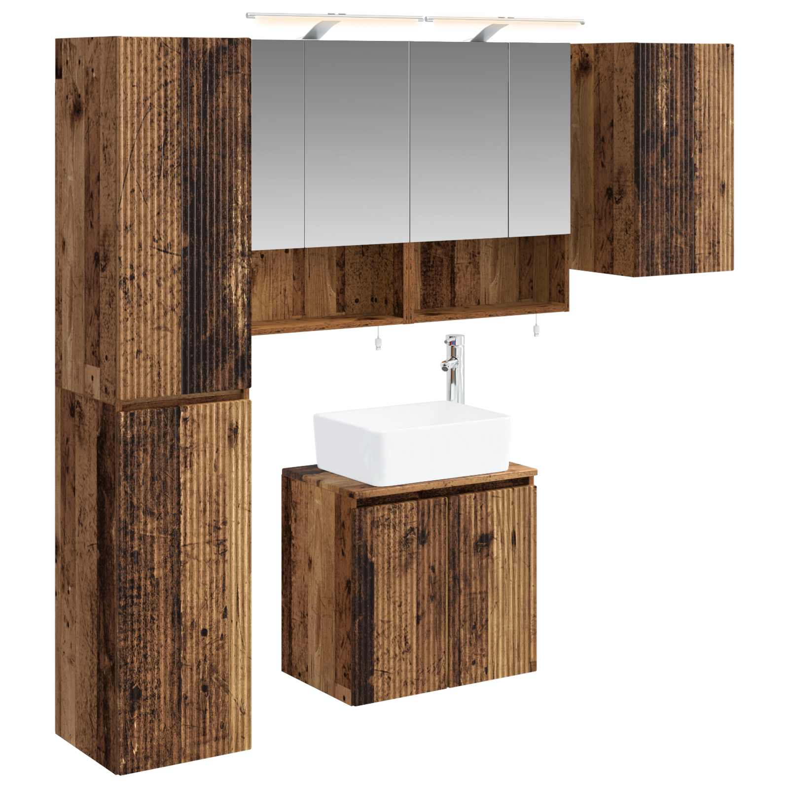 vidaXL Zestaw Szafek Łazienkowych 5 pcs Stare drewno 50 x 14,5 x 70 cm