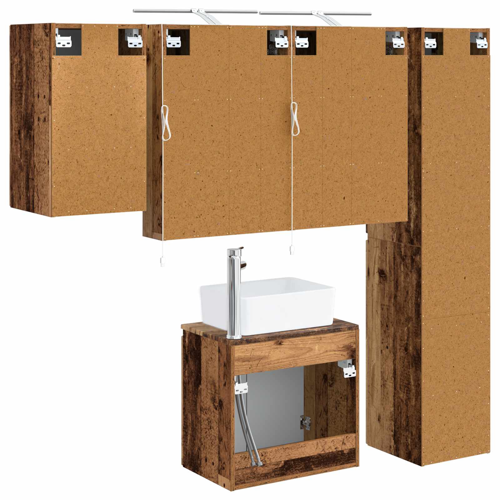 vidaXL Zestaw Szafek Łazienkowych 5 pcs Stare drewno 50 x 14,5 x 70 cm