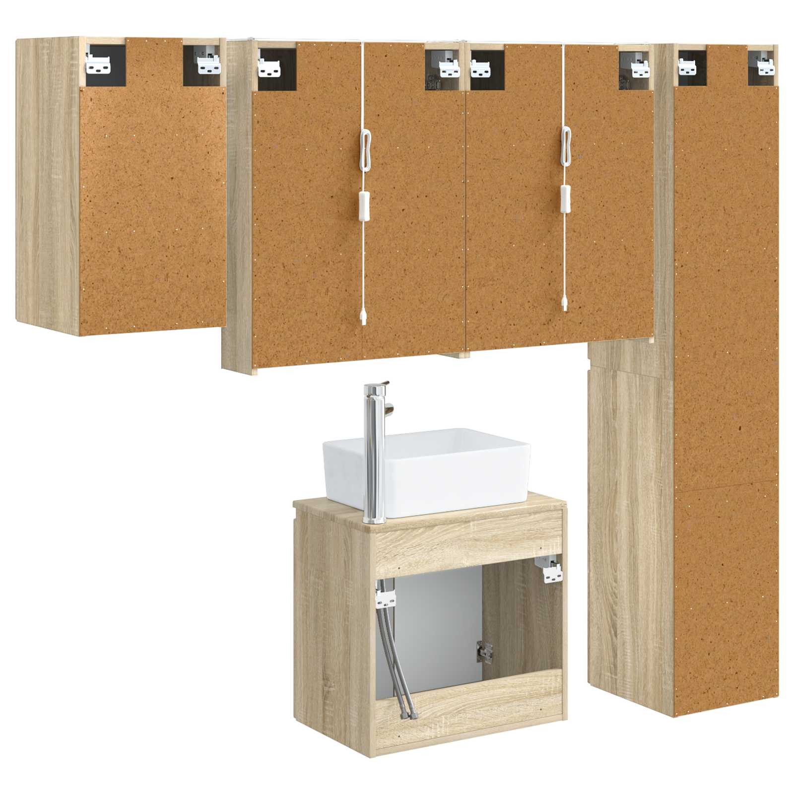 vidaXL Zestaw Szafek Łazienkowych 5 pcs dąb Sonoma 53 x 15,5 x 70 cm