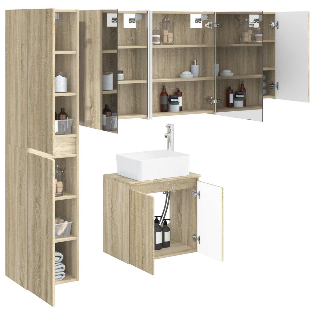 vidaXL Zestaw Szafek Łazienkowych 5 pcs dąb Sonoma 53 x 15,5 x 70 cm