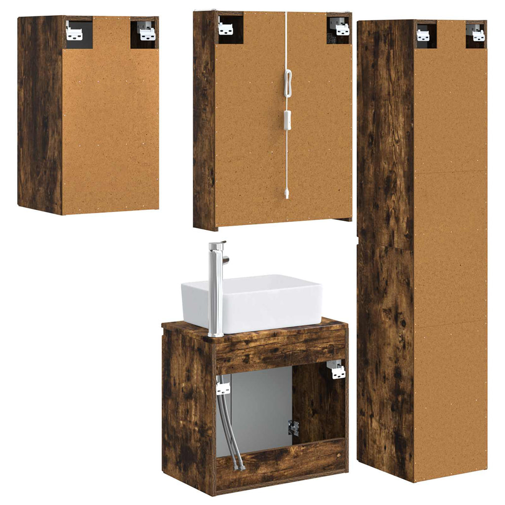 vidaXL Zestaw Szafek Łazienkowych 5 pcs Dąb wędzony 53 x 15,5 x 70 cm