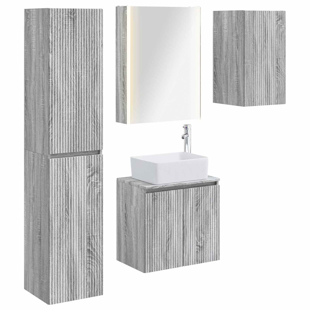 vidaXL Zestaw Szafek Łazienkowych 5 pcs Szary Sonoma 53 x 15,5 x 70 cm