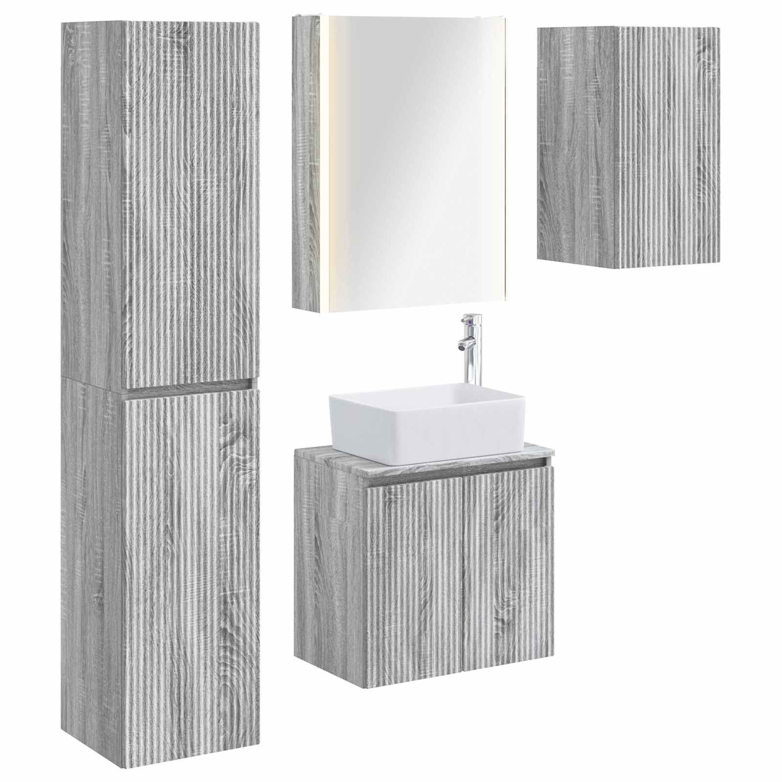 vidaXL Zestaw Szafek Łazienkowych 5 pcs Szary Sonoma 53 x 15,5 x 70 cm