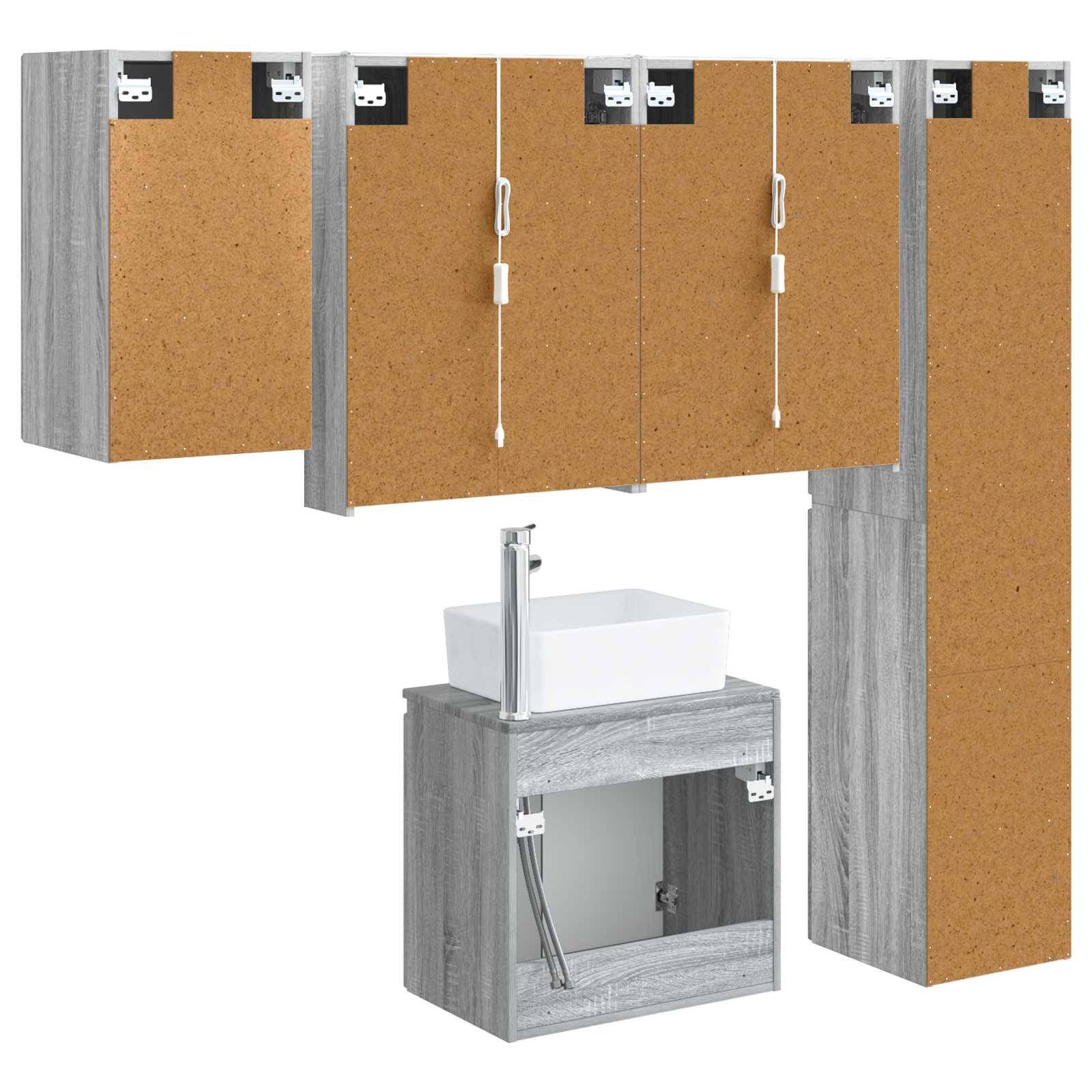 vidaXL Zestaw Szafek Łazienkowych 5 pcs Szary Sonoma 53 x 15,5 x 70 cm