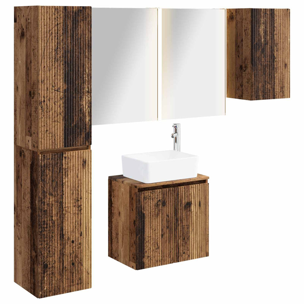 vidaXL Zestaw Szafek Łazienkowych 5 pcs Stare drewno 53 x 15,5 x 70 cm