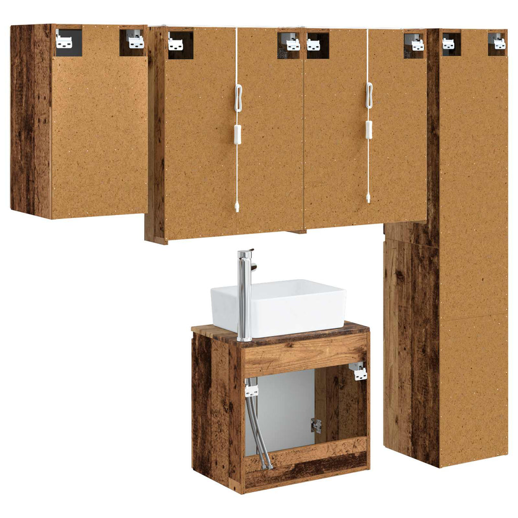 vidaXL Zestaw Szafek Łazienkowych 5 pcs Stare drewno 53 x 15,5 x 70 cm