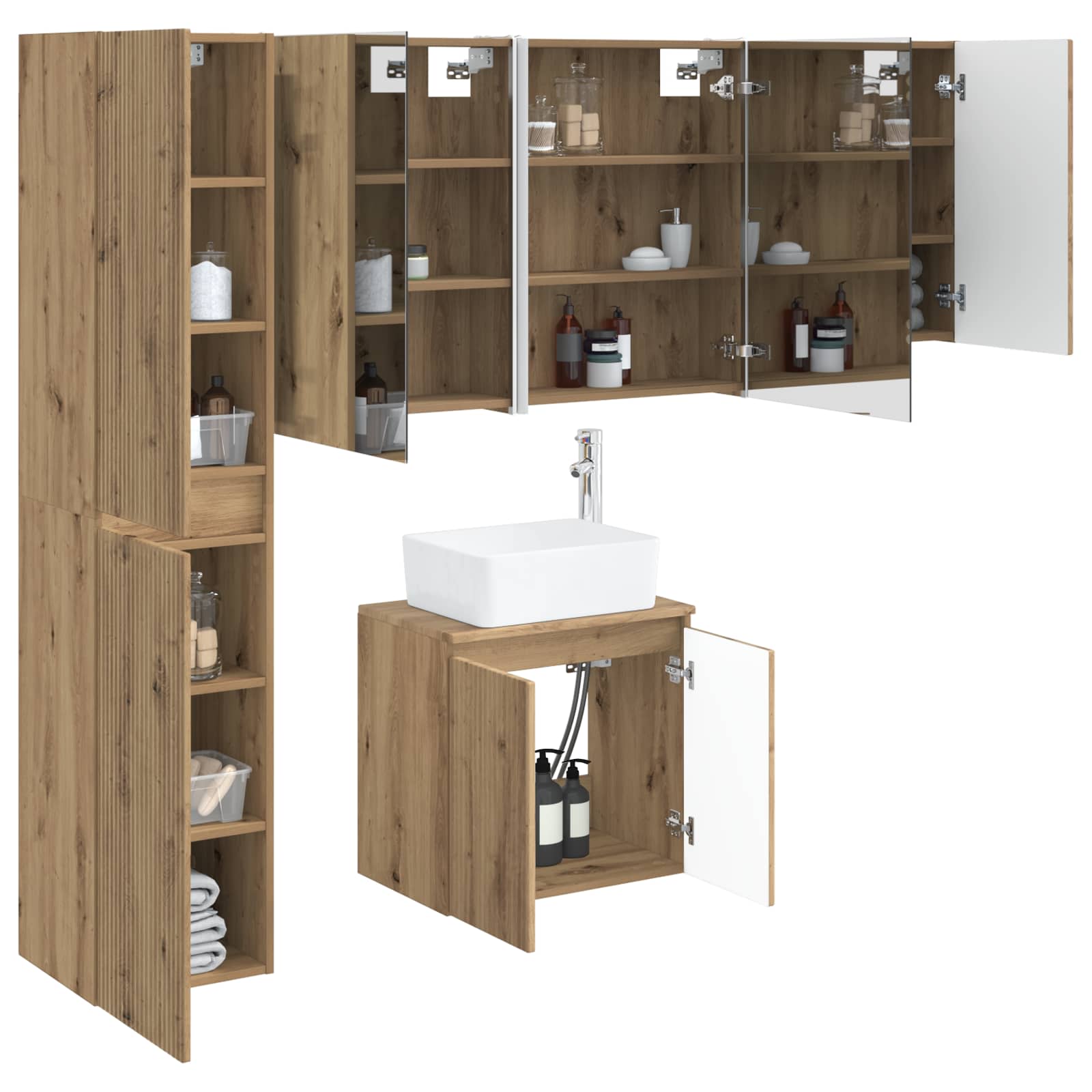 vidaXL Zestaw Szafek Łazienkowych 5 pcs Dąb artisan 53 x 15,5 x 70 cm