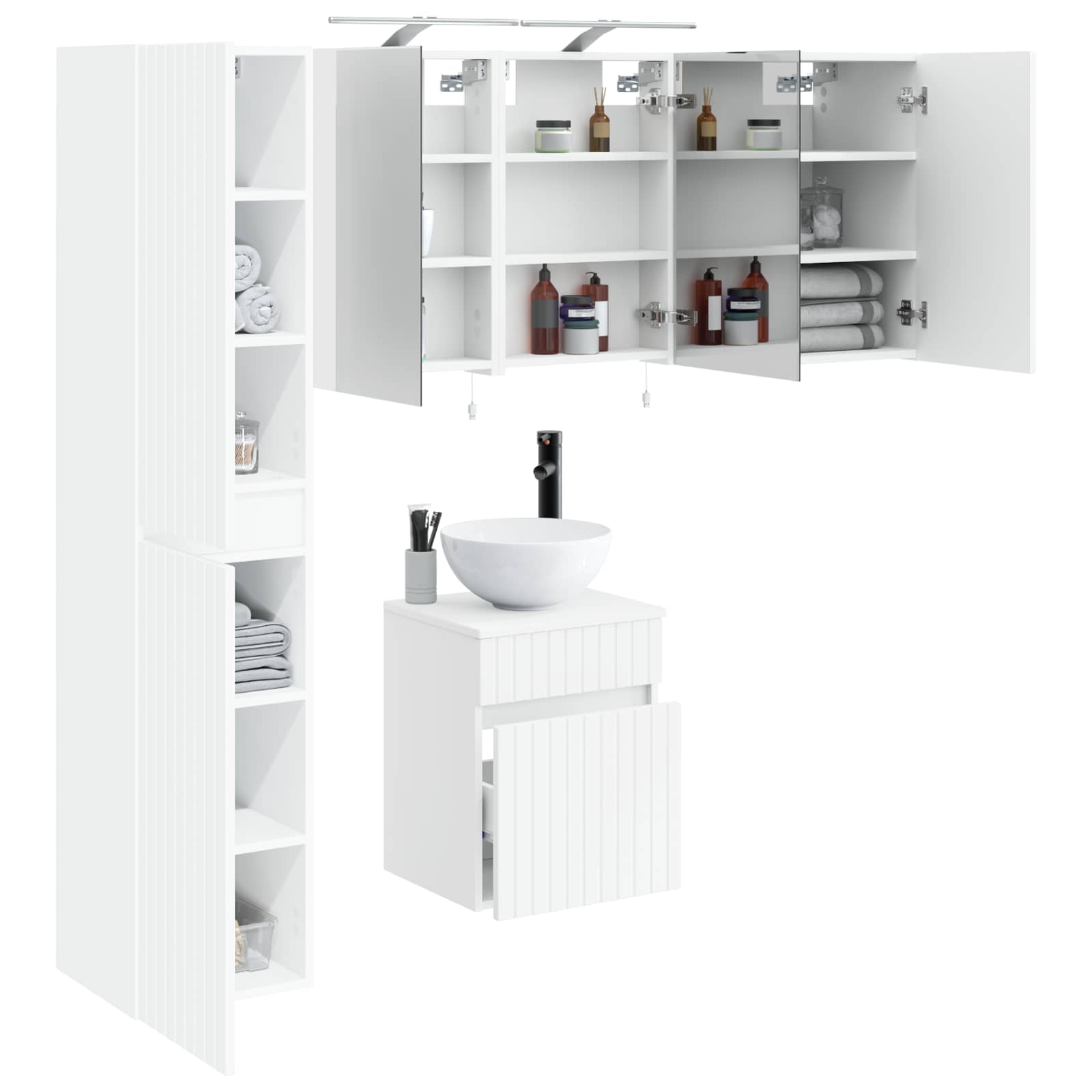 vidaXL Zestaw Szafek Łazienkowych 5 pcs Biały 40 x 10,5 x 60,5 cm