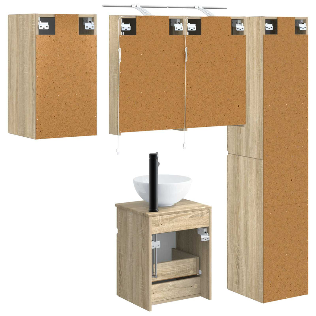 vidaXL Zestaw Szafek Łazienkowych 5 pcs dąb Sonoma 40 x 10,5 x 60,5 cm