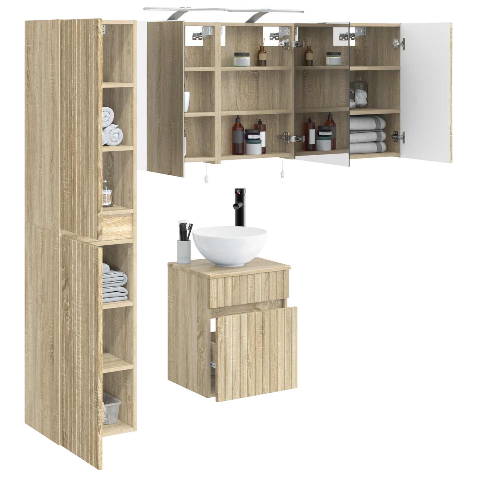 vidaXL Zestaw Szafek Łazienkowych 5 pcs dąb Sonoma 40 x 10,5 x 60,5 cm
