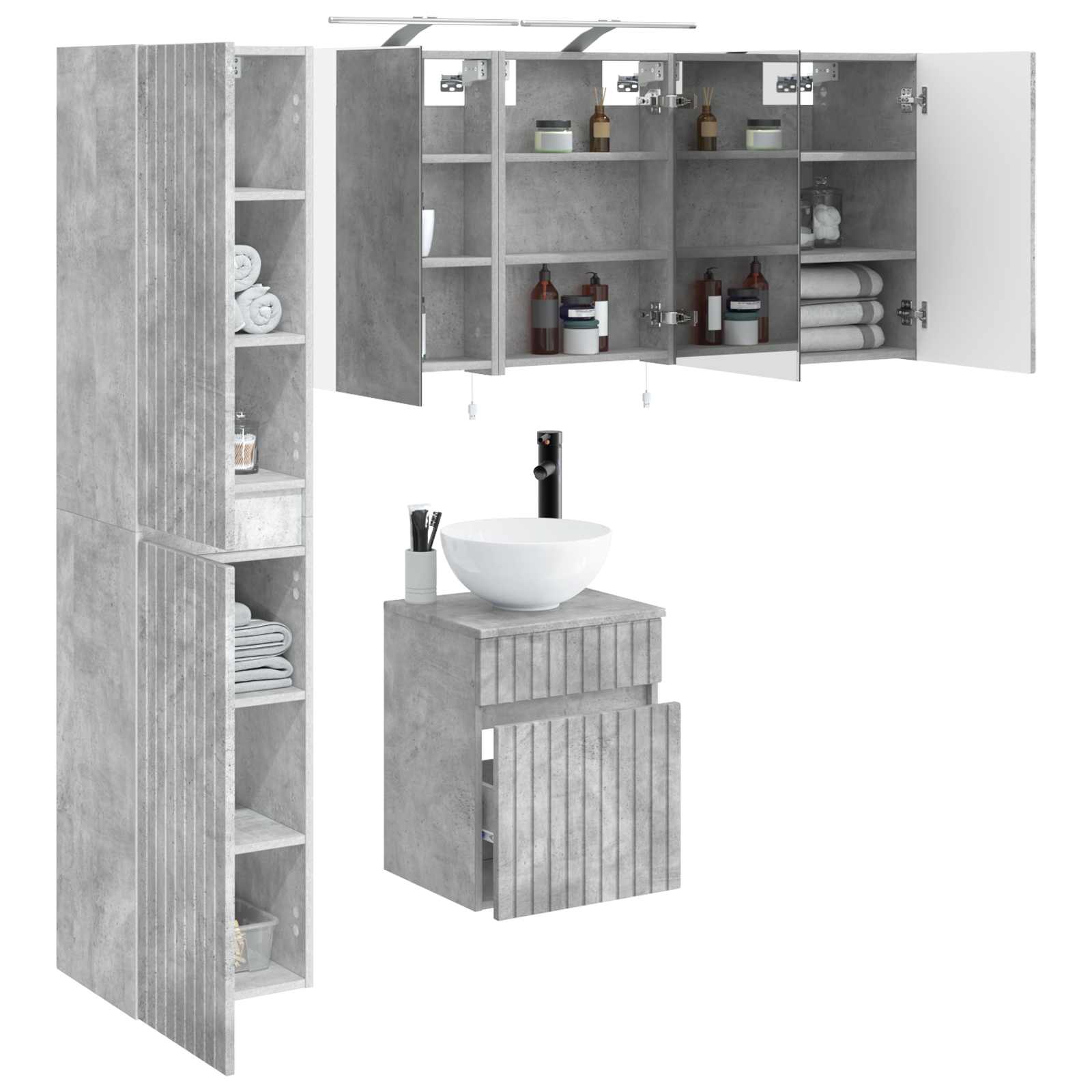 vidaXL Zestaw Szafek Łazienkowych 5 pcs Betonowy szary