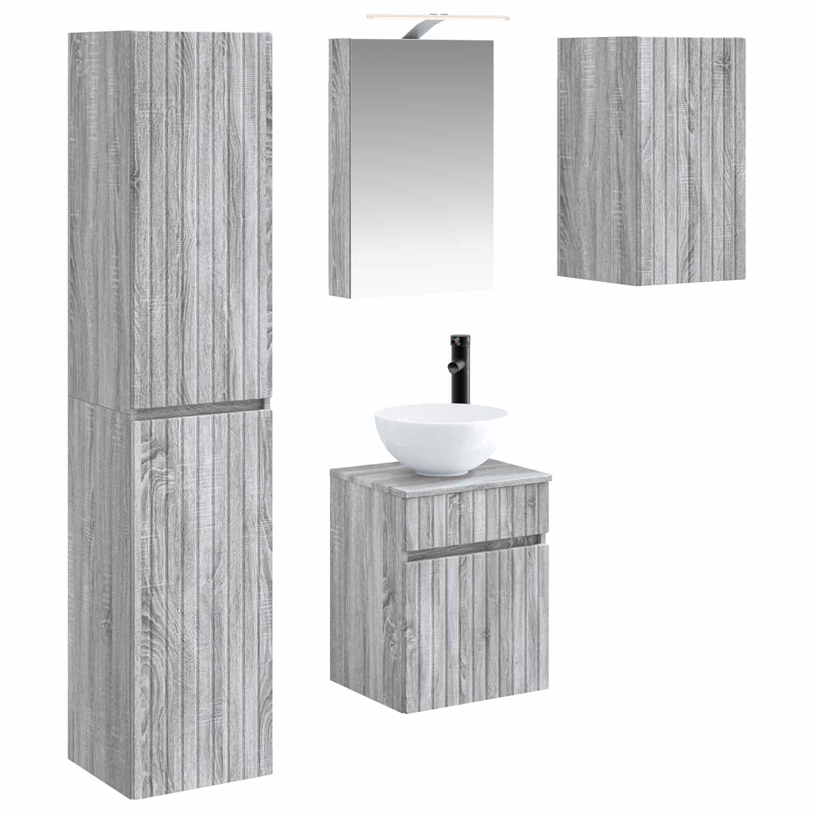 vidaXL Zestaw Szafek Łazienkowych 5 pcs Szary Sonoma