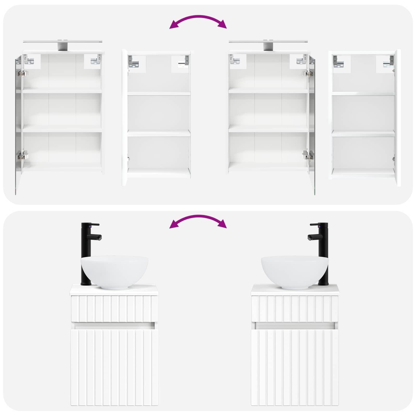 vidaXL Zestaw Szafek Łazienkowych 5 pcs Biały 43 x 16 x 62,5 cm