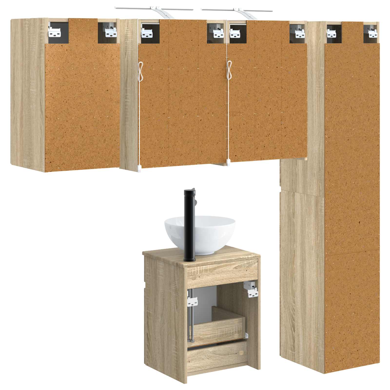 vidaXL Zestaw Szafek Łazienkowych 5 pcs dąb Sonoma 43 x 16 x 62,5 cm