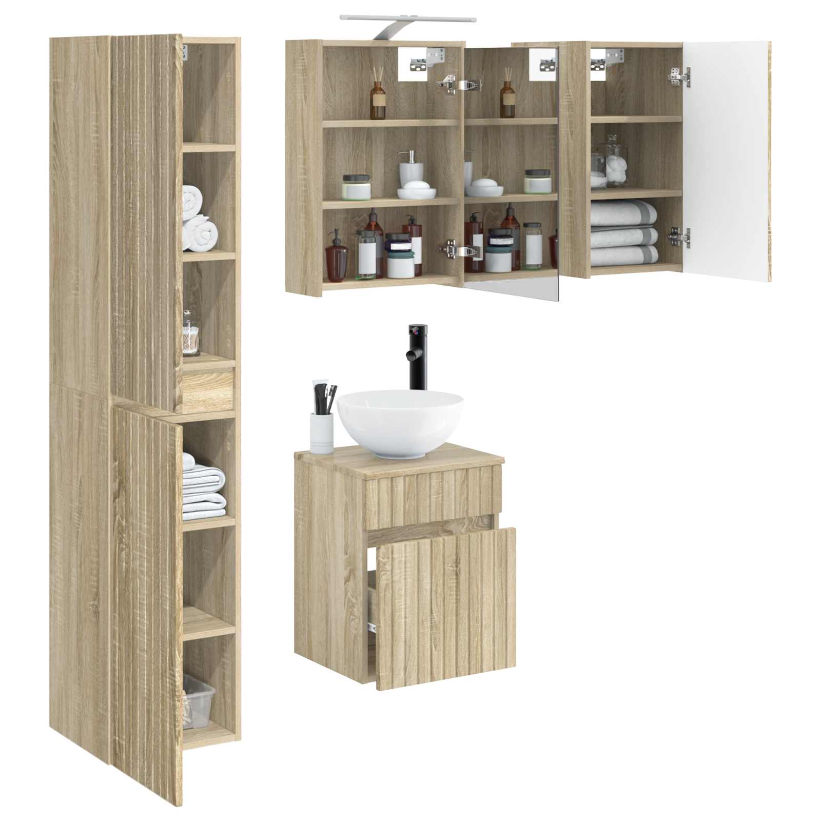 vidaXL Zestaw Szafek Łazienkowych 5 pcs dąb Sonoma 43 x 16 x 62,5 cm