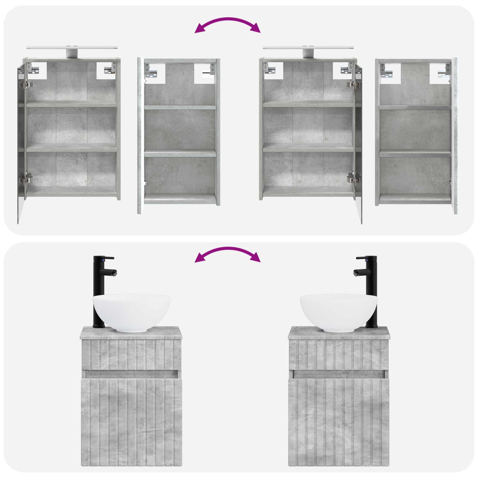 vidaXL Zestaw Szafek Łazienkowych 5 pcs Betonowy szary