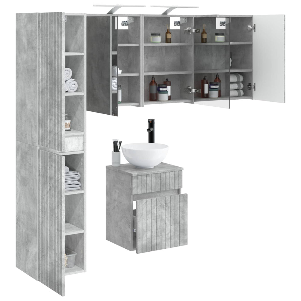 vidaXL Zestaw Szafek Łazienkowych 5 pcs Betonowy szary