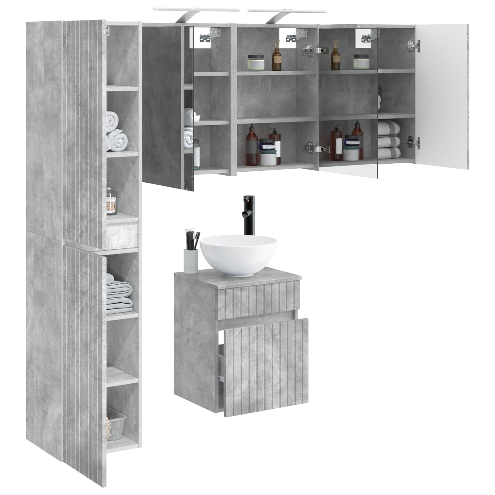 vidaXL Zestaw Szafek Łazienkowych 5 pcs Betonowy szary