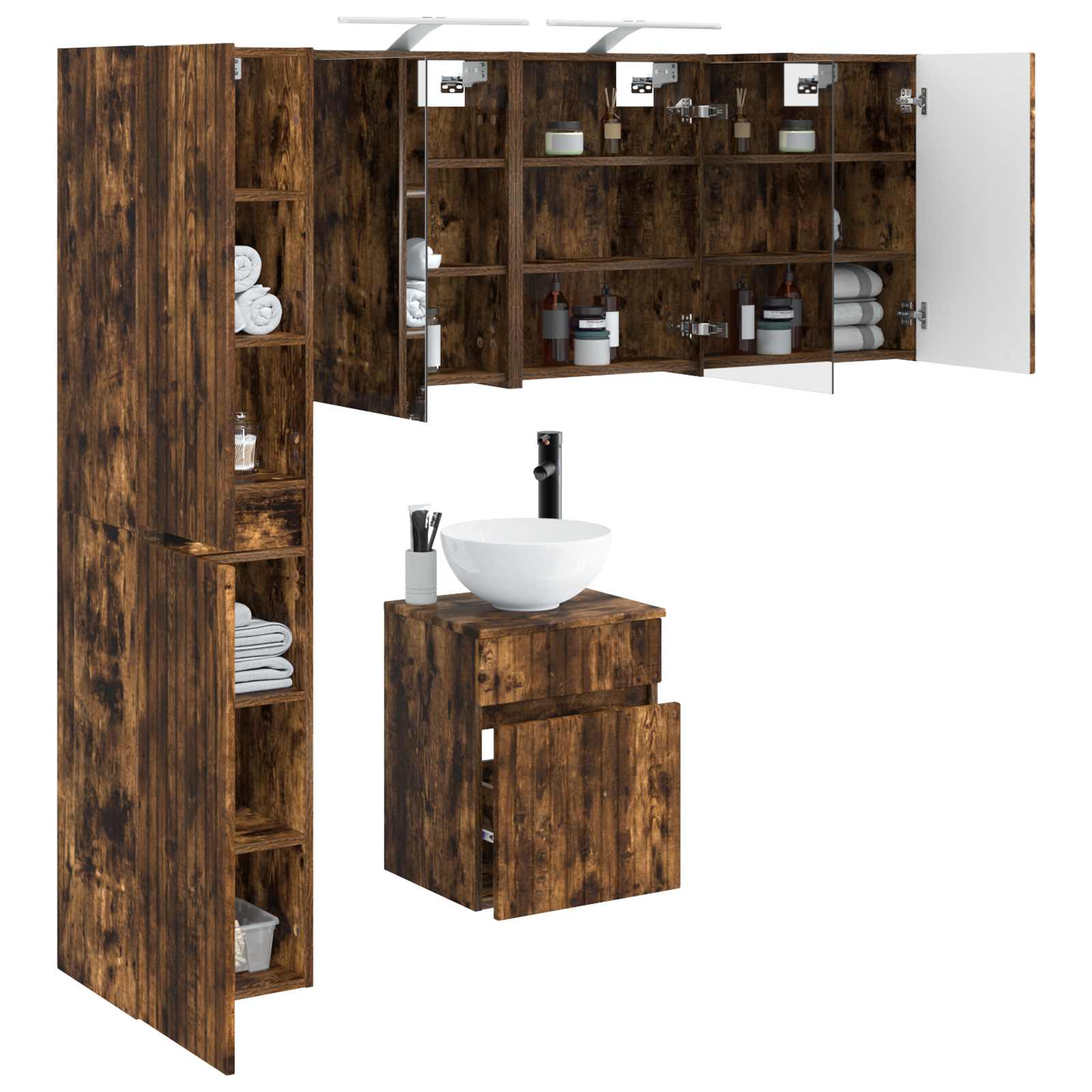 vidaXL Zestaw Szafek Łazienkowych 5 pcs Dąb wędzony 43 x 16 x 62,5 cm