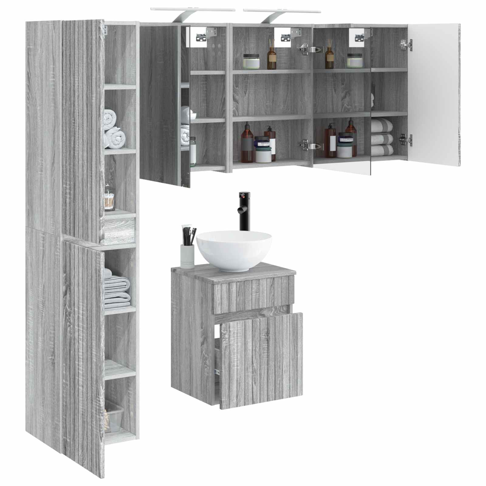 vidaXL Zestaw Szafek Łazienkowych 5 pcs Szary Sonoma 43 x 16 x 62,5 cm