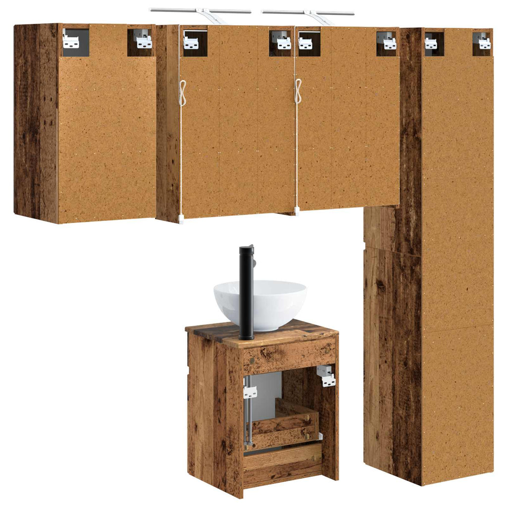 vidaXL Zestaw Szafek Łazienkowych 5 pcs Stare drewno 43 x 16 x 62,5 cm