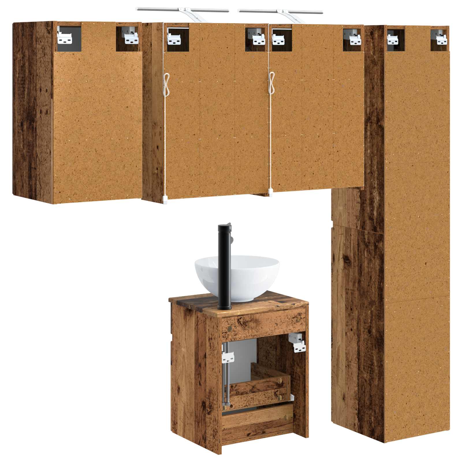 vidaXL Zestaw Szafek Łazienkowych 5 pcs Stare drewno 43 x 16 x 62,5 cm