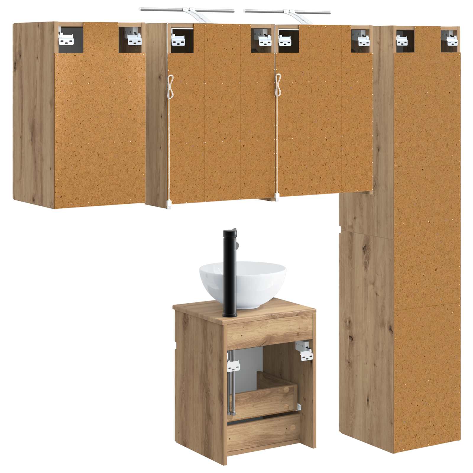 vidaXL Zestaw Szafek Łazienkowych 5 pcs Dąb artisan 43 x 16 x 62,5 cm