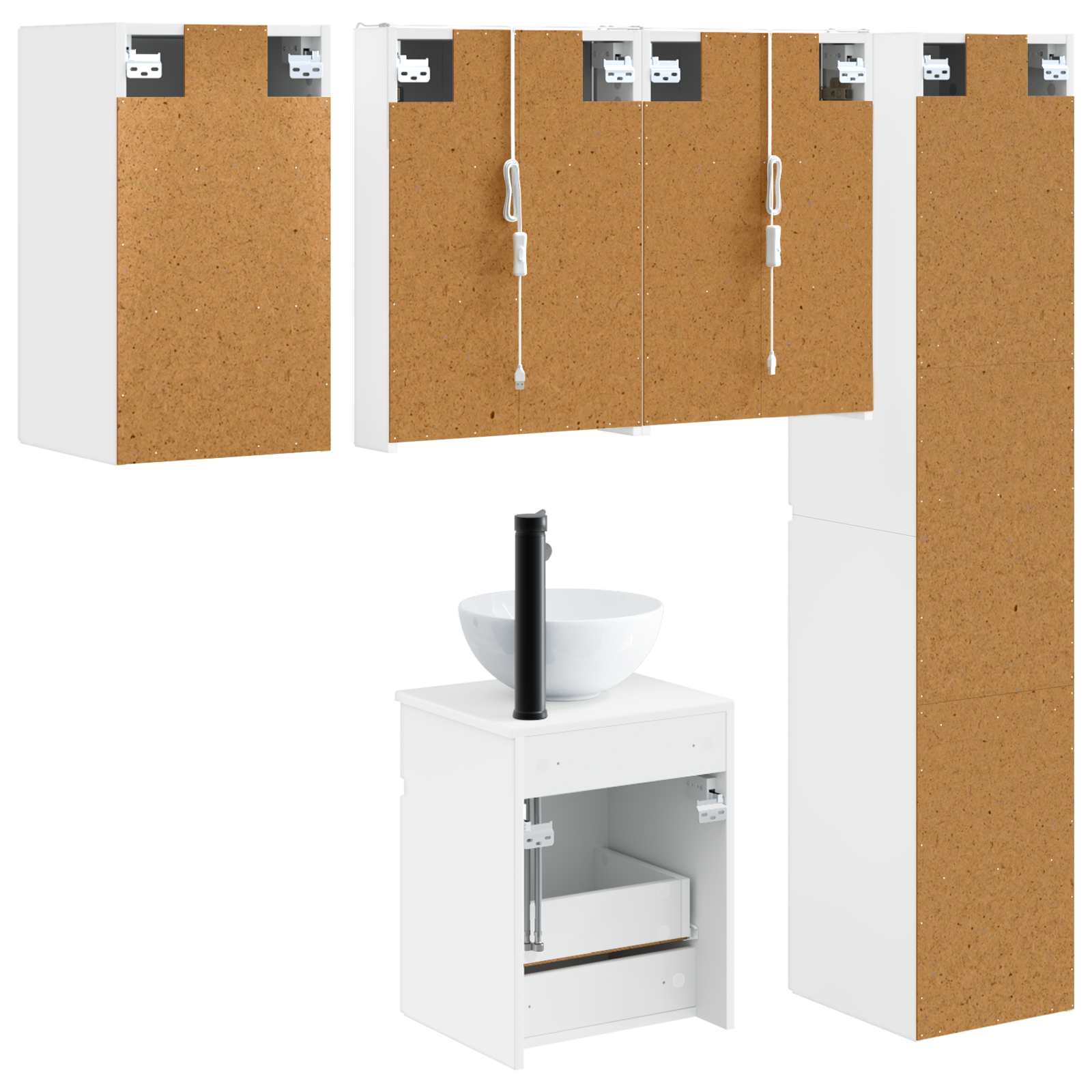vidaXL Zestaw Szafek Łazienkowych 5 pcs Biały 43 x 11,5 x 60,5 cm