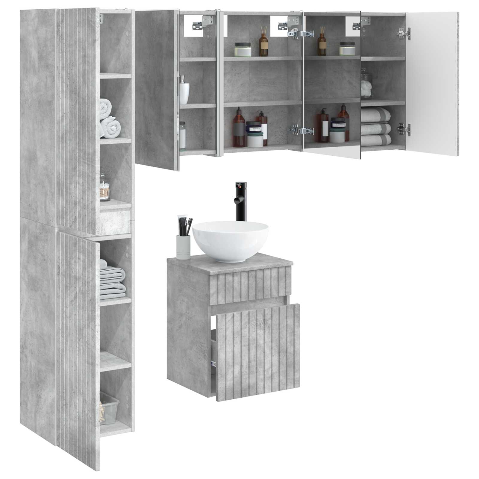 vidaXL Zestaw Szafek Łazienkowych 5 pcs Betonowy szary