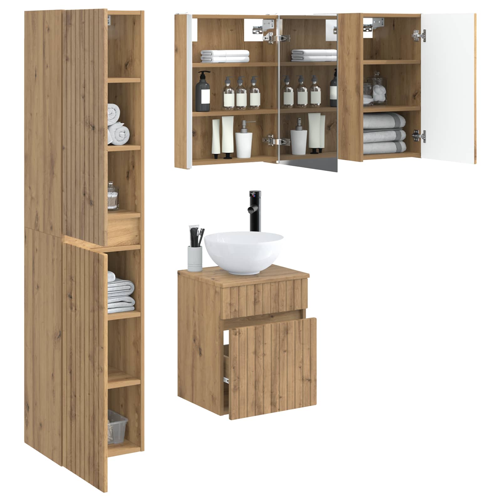 vidaXL Zestaw Szafek Łazienkowych 5 pcs Dąb artisan