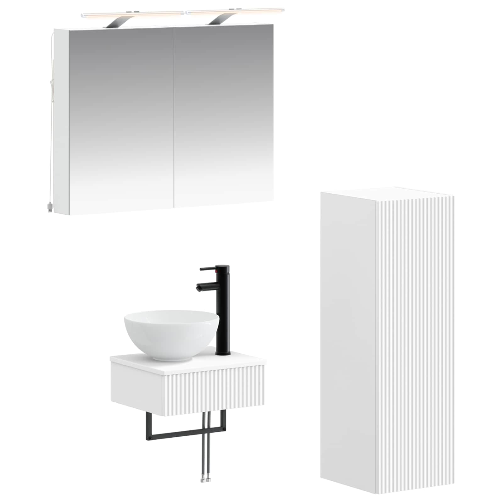 vidaXL Zestaw Szafek Łazienkowych 4 pcs Biały 40 x 10,5 x 60,5 cm