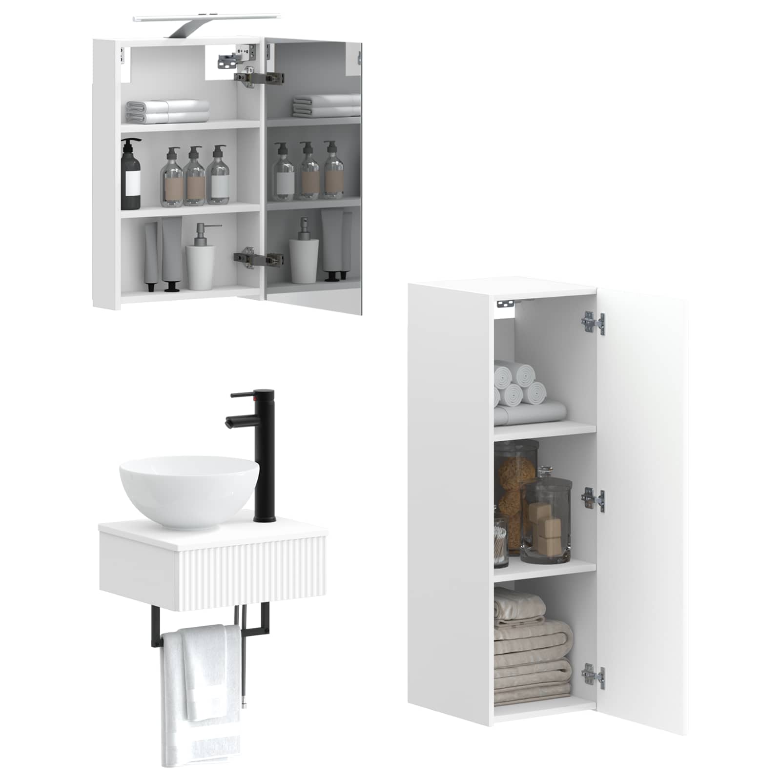 vidaXL Zestaw Szafek Łazienkowych 4 pcs Biały 40 x 10,5 x 60,5 cm
