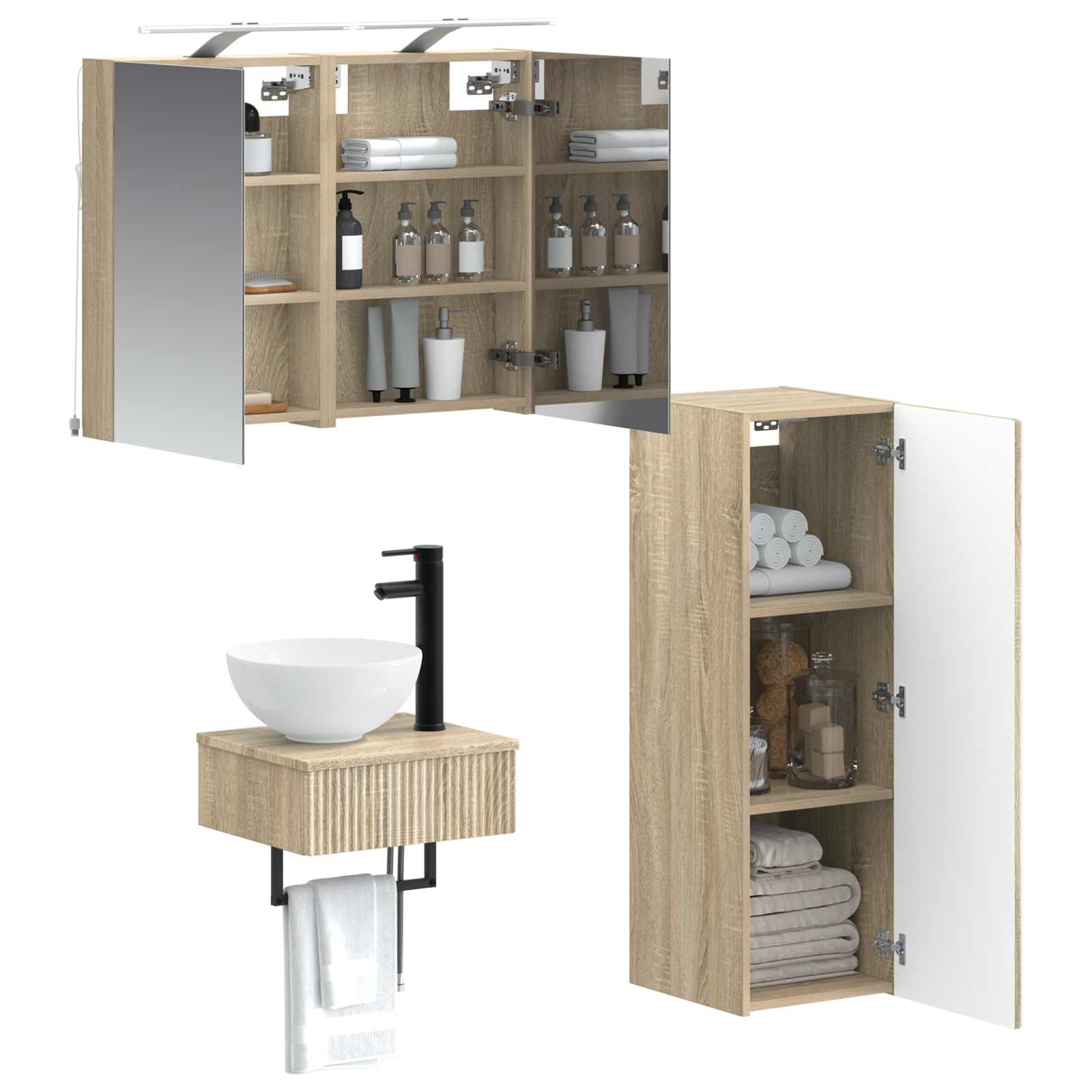 vidaXL Zestaw Szafek Łazienkowych 4 pcs dąb Sonoma 40 x 10,5 x 60,5 cm
