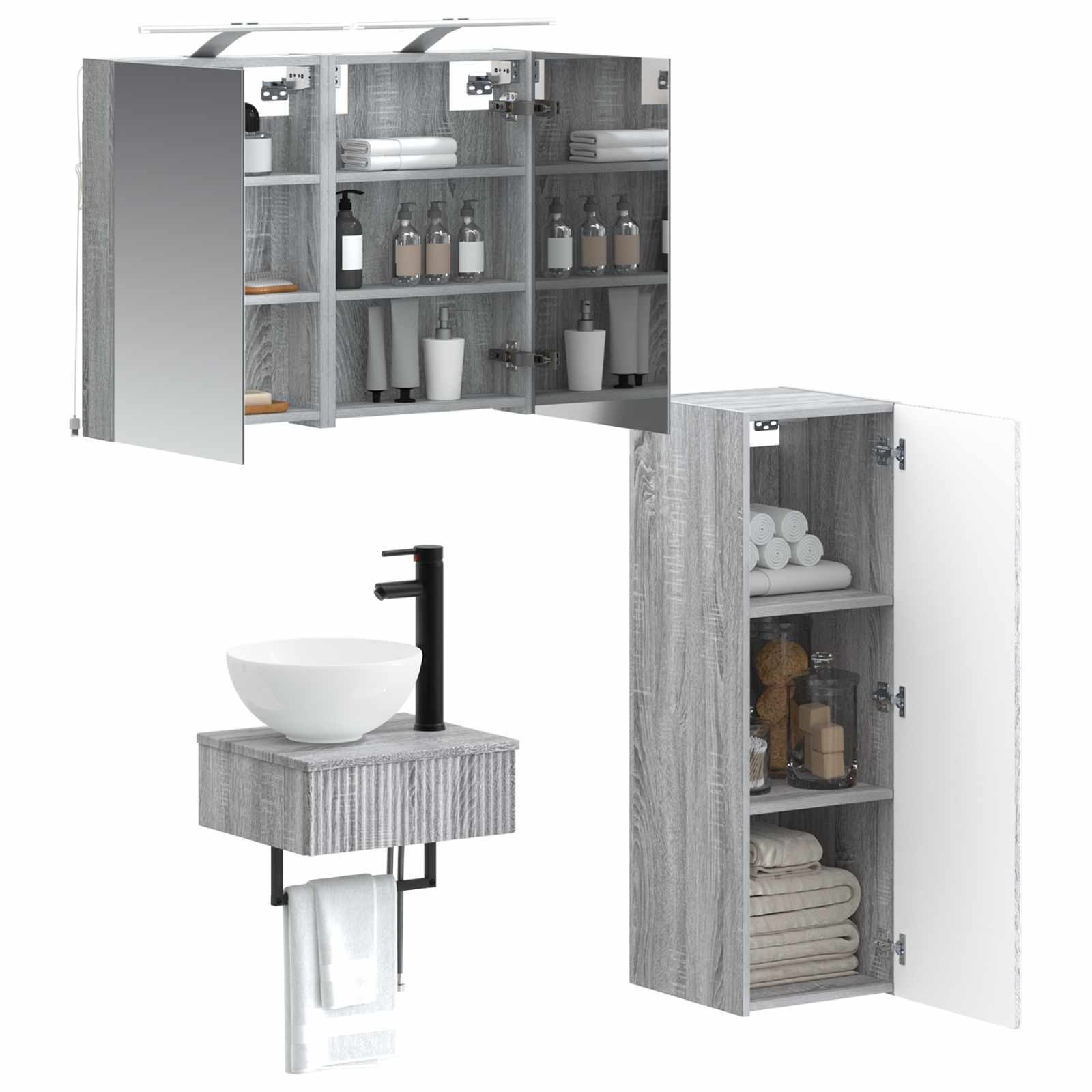 vidaXL Zestaw Szafek Łazienkowych 4 pcs Szary Sonoma