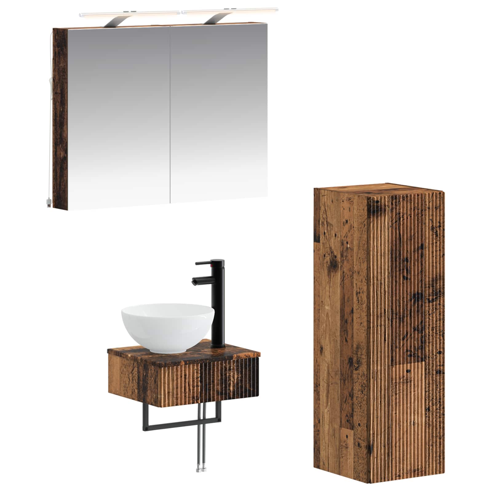 vidaXL Zestaw Szafek Łazienkowych 4 pcs Stare drewno