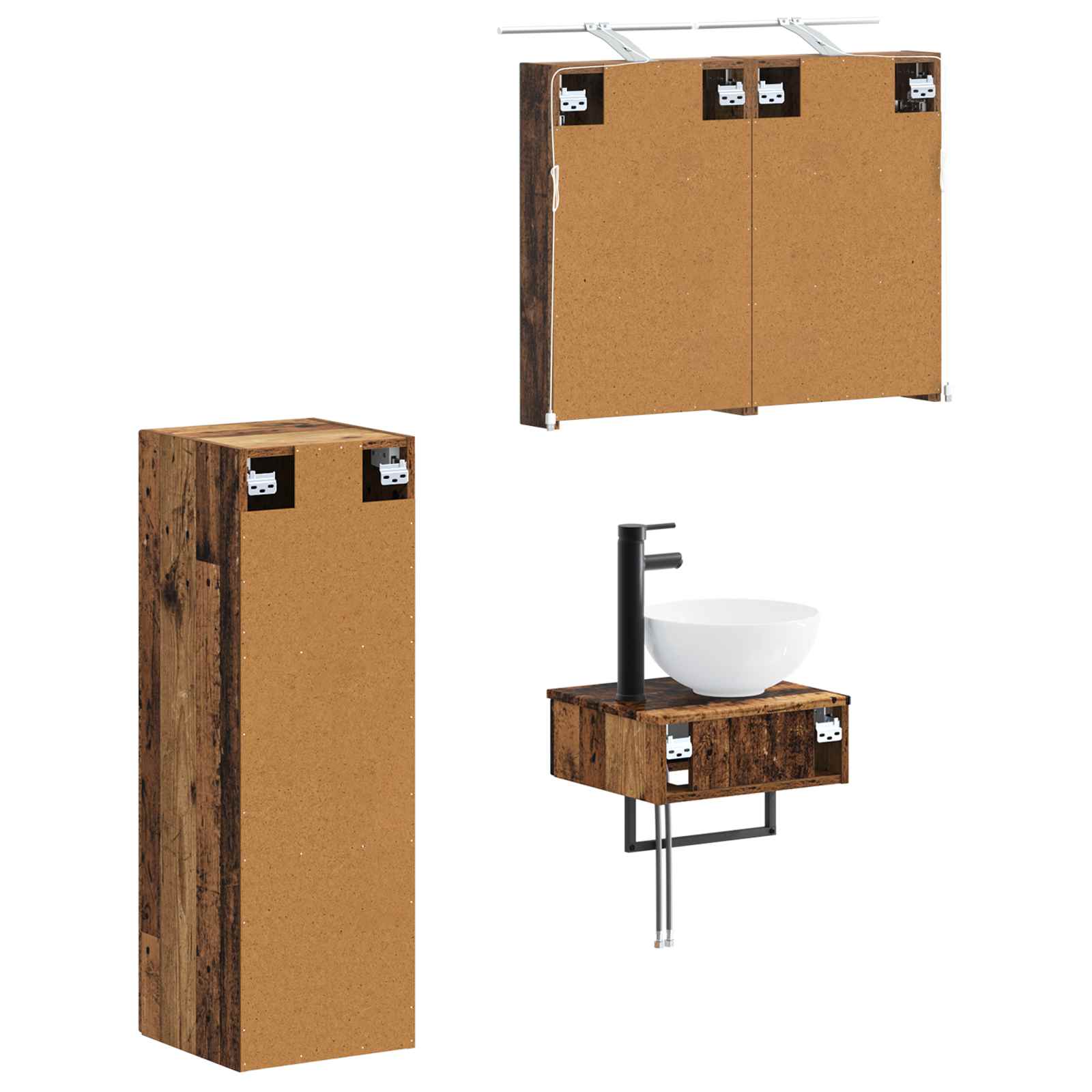 vidaXL Zestaw Szafek Łazienkowych 4 pcs Stare drewno
