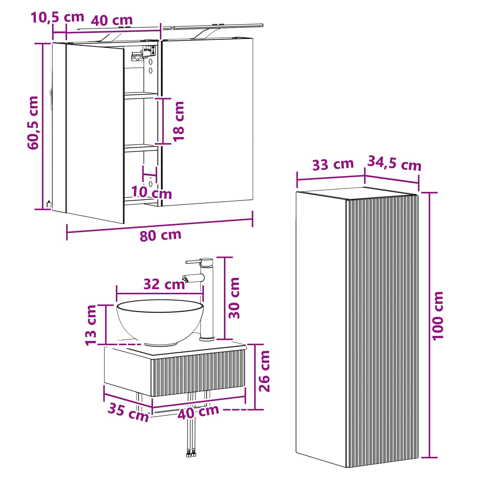 vidaXL Zestaw Szafek Łazienkowych 4 pcs Stare drewno