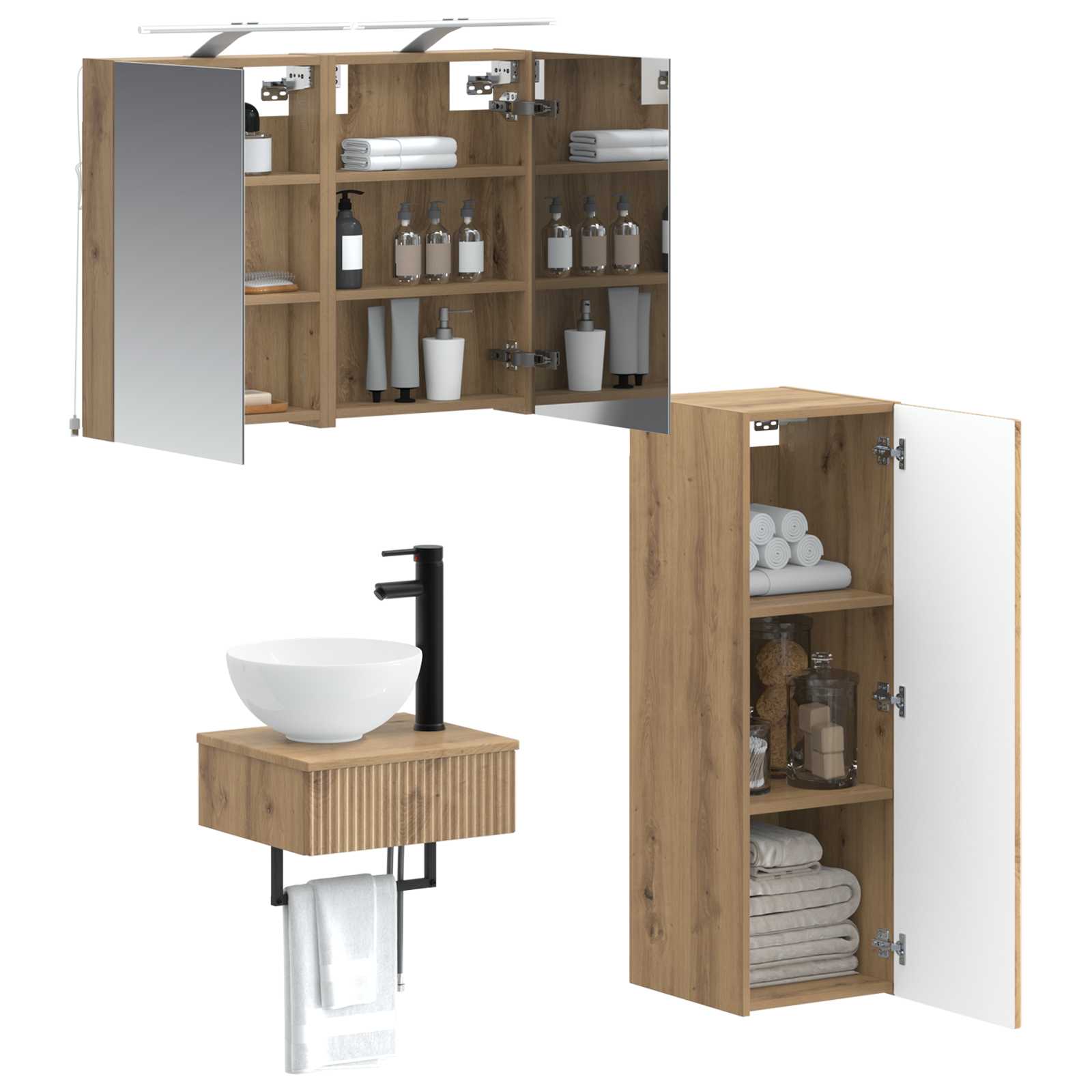 vidaXL Zestaw Szafek Łazienkowych 4 pcs Dąb artisan