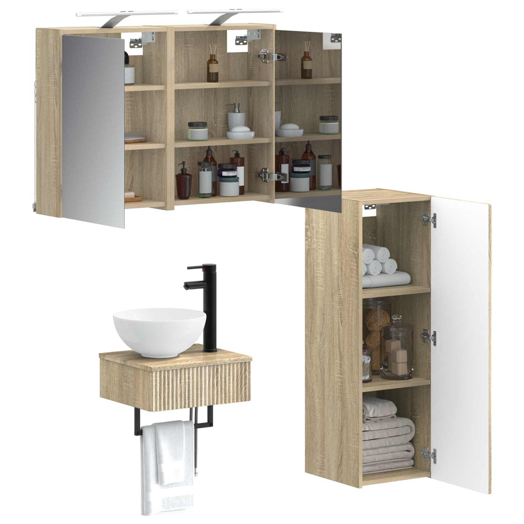 vidaXL Zestaw Szafek Łazienkowych 4 pcs dąb Sonoma 43 x 16 x 62,5 cm